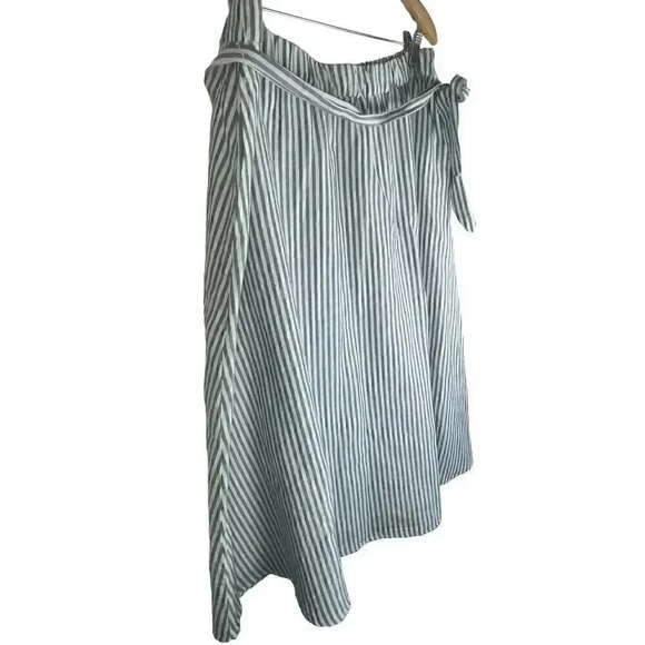 TALBOTS NWT Blue & White Striped Linen Cotton Blend Midi A-Line Skirt Size XLP - Picture 3 of 6